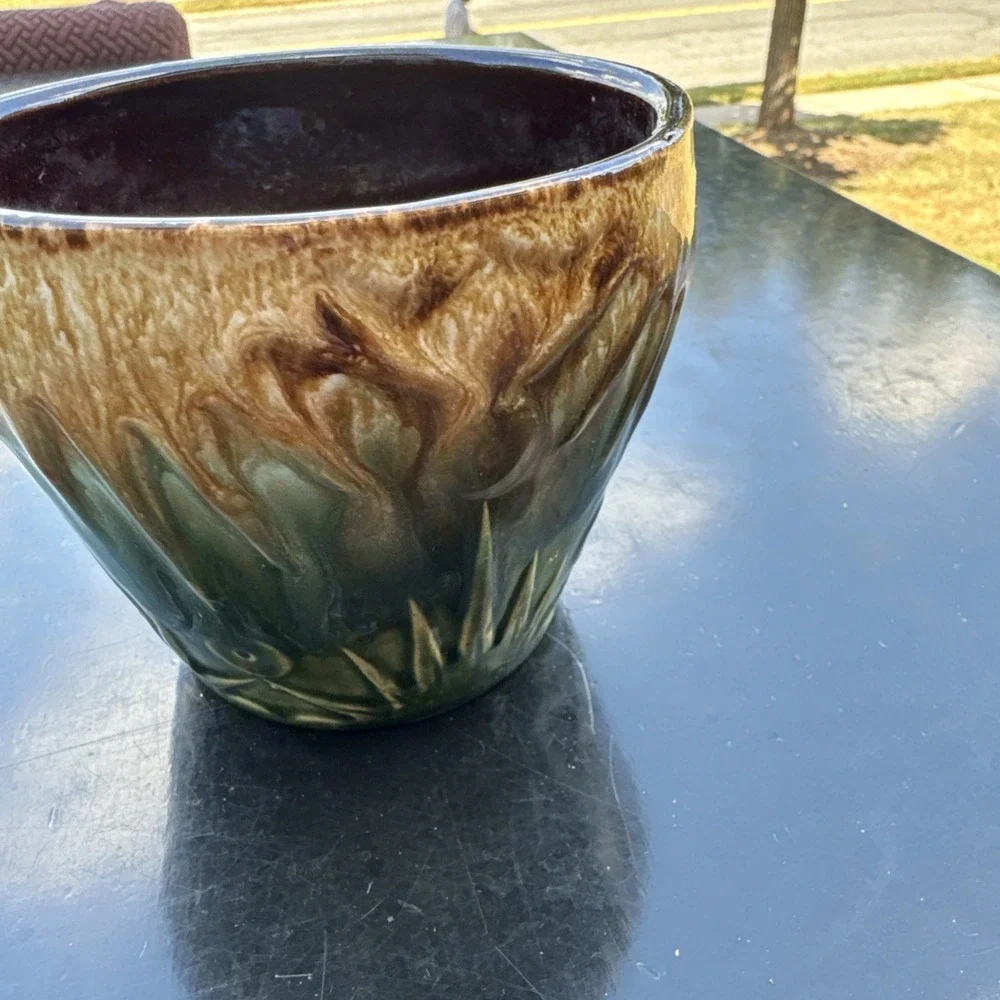 Antique stamped 30s Roseville Pottery RRP Planter Sun & Moon Jardiniere Signed‎